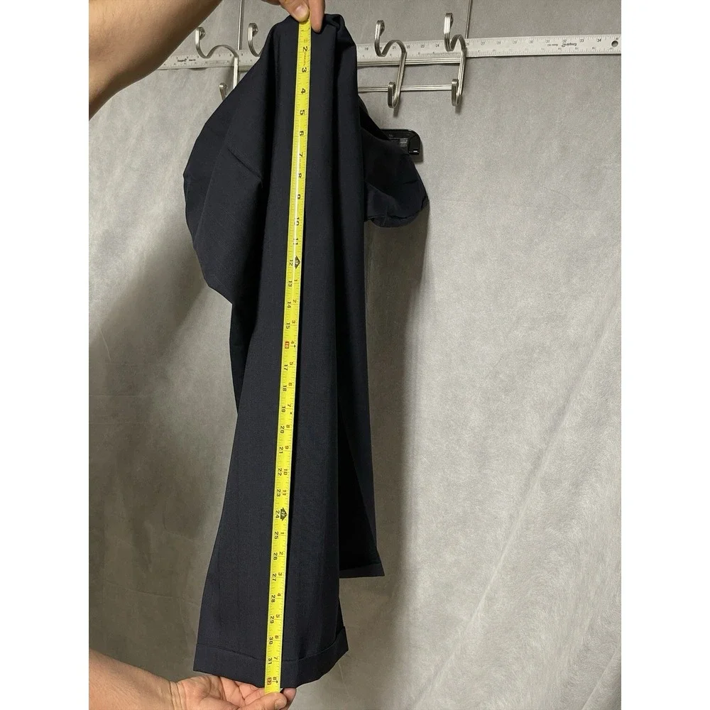 Perry Ellis Suit Men 42R Navy Striped Double Breasted Wool 36x32 Pants Luxury
